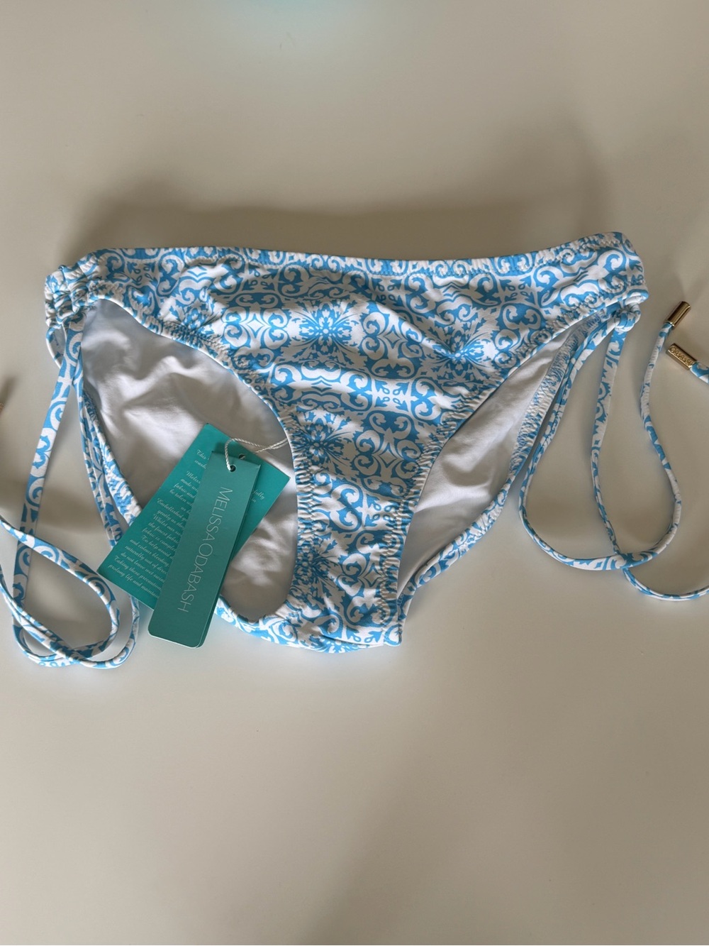 Melissa Odabash Blue and White Printed Tie-Side Bikini Bottom